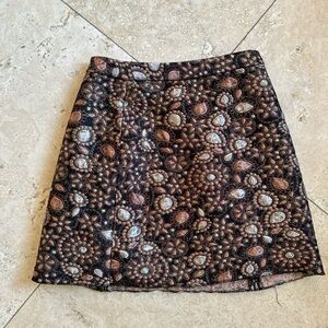 Alice + Olivia Black and Brown Floral Mini Skirt